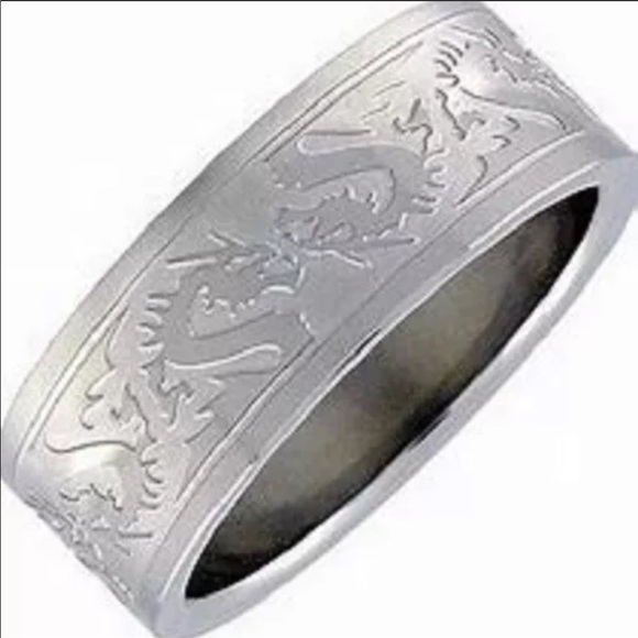 Men's Dragon Band Ring in Surgical Steel - Picture 1 of 1